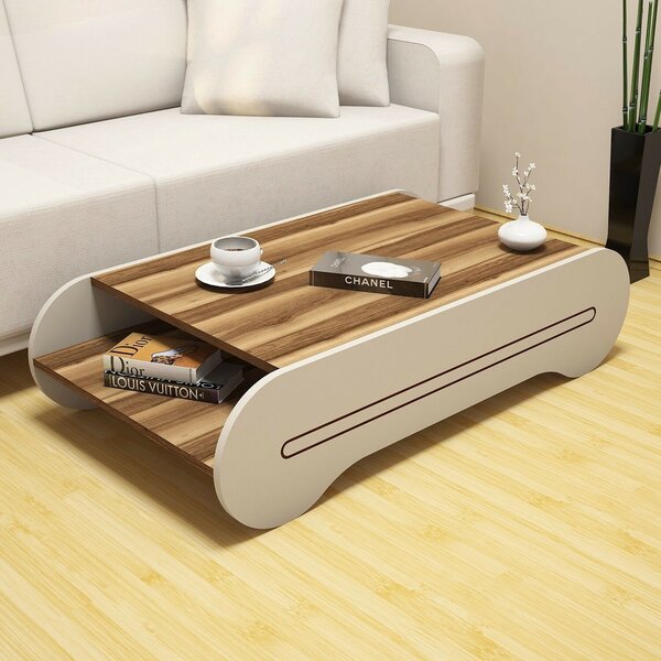 Hanah Home Coffee Table Walnut Cream Cool - Walnut, Cream