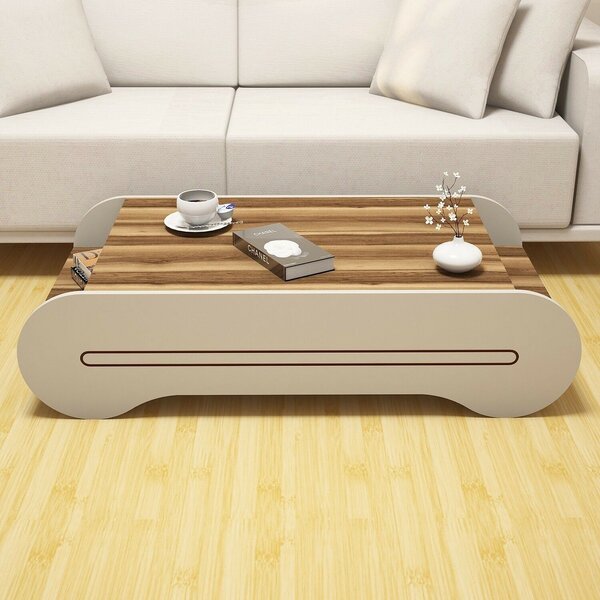 Hanah Home Coffee Table Walnut Cream Cool - Walnut, Cream