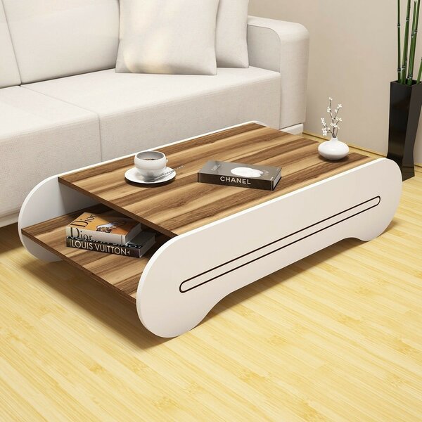 Hanah Home Dohányzóasztal Dió Fehér Cool - Dió, Fehér