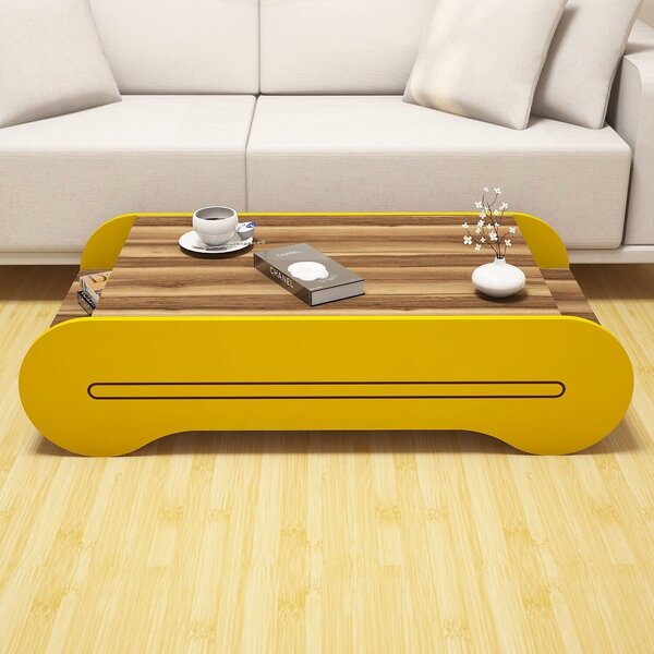 Hanah Home Dohányzóasztal Walnut Yellow Cool - Dió, Sárga