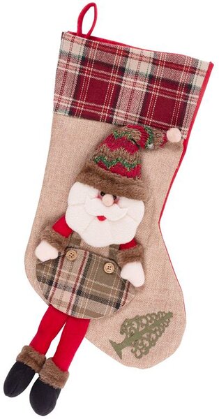 MagicHome karácsonyi dekoráció, Mikulás zokni, 50 cm