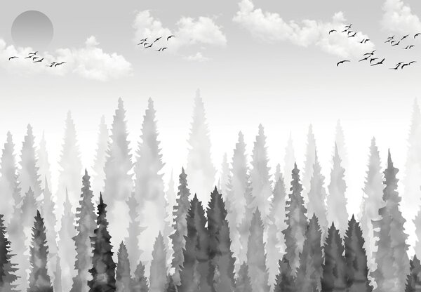 Fotótapéta - Akvarell erdő (147x102 cm)