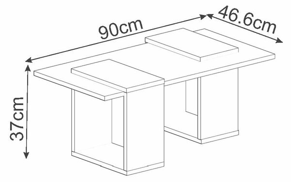 Hanah Home Coffee Table Travertine Anthracite Matris - Travertine, Anthracite