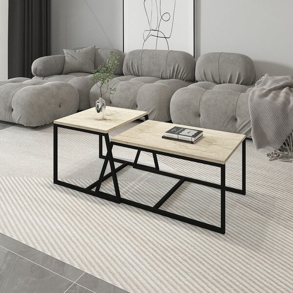 Hanah Home Coffee Table Travertine Minimal - Travertine