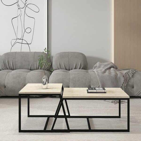 Hanah Home Coffee Table Travertine Minimal - Travertine