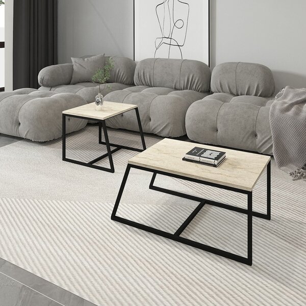 Hanah Home Coffee Table Travertine Minimal - Travertine