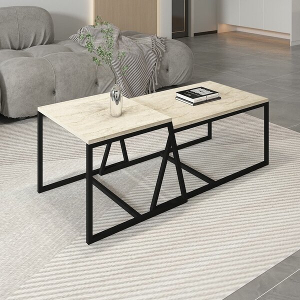 Hanah Home Coffee Table Travertine Minimal - Travertine