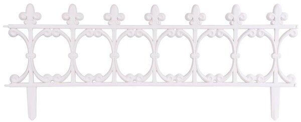 Kerítés Gardens F755, 87 x 34 cm, műanyag, fehér, mini dekoratív kerítés, csomag. 4 db