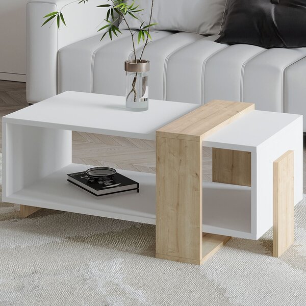 Hanah Home Dohányzóasztal Fehér Zafír Tölgy Meleni - Fehér, Zafír Tölgy