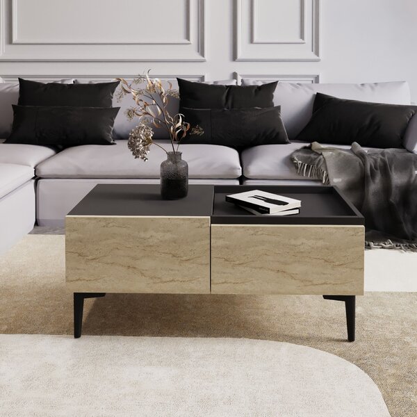 Hanah Home Coffee Table Travertine Anthracite Mia - Travertine, Anthracite