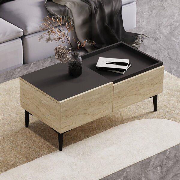 Hanah Home Coffee Table Travertine Anthracite Mia - Travertine, Anthracite