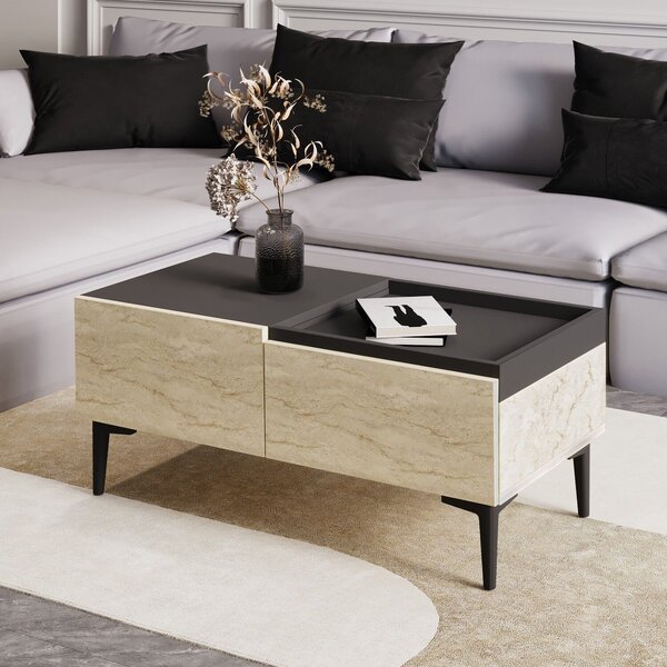 Hanah Home Coffee Table Travertine Anthracite Mia - Travertine, Anthracite
