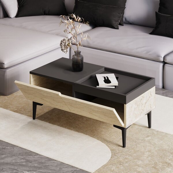Hanah Home Coffee Table Travertine Anthracite Mia - Travertine, Anthracite