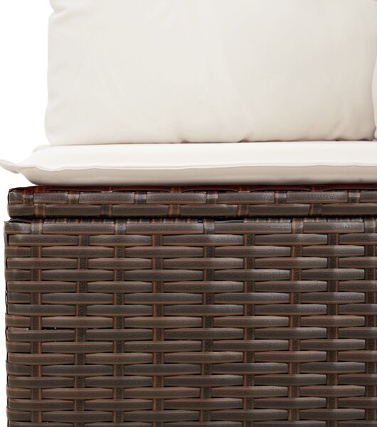 VidaXL Kerti Kanapé Szett tárolóval 6 pcs Barna és fehér Poli rattan