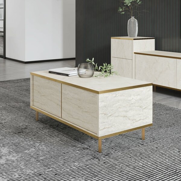 Hanah Home Imaj dohányzóasztal, Travertin Gold - Travertin