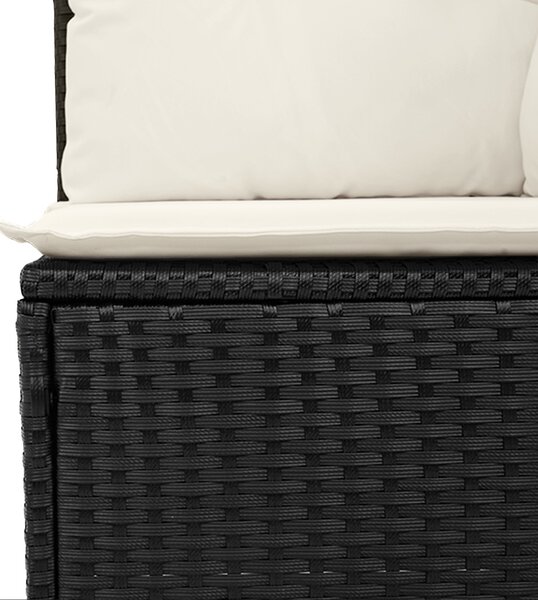 Kerti Kanapé Szett 6 pcs Fekete és krémszínű Poli rattan