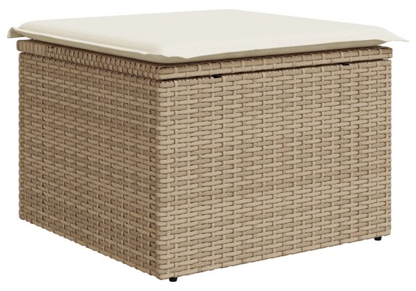 Kanapé Szett párnával tárolóval 9 pcs Beige és Fehér polirattan