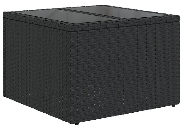 Kerti Kanapé Szett párnával tárolóval 9 pcs Fekete polirattan