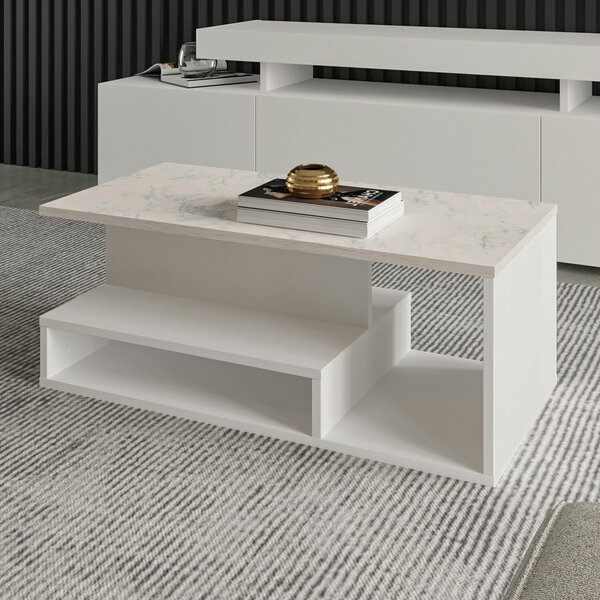 Hanah Home Vera Mini Dohányzóasztal, Fehér Márvány