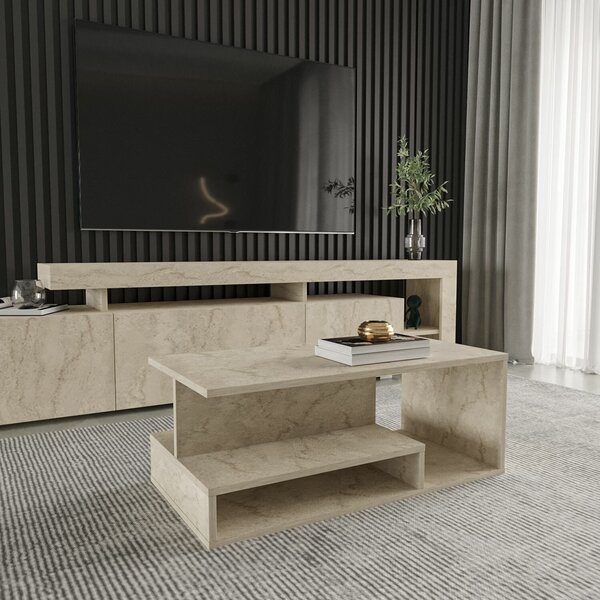 Hanah Home Coffee Table Travertine Vera Mini - Travertine