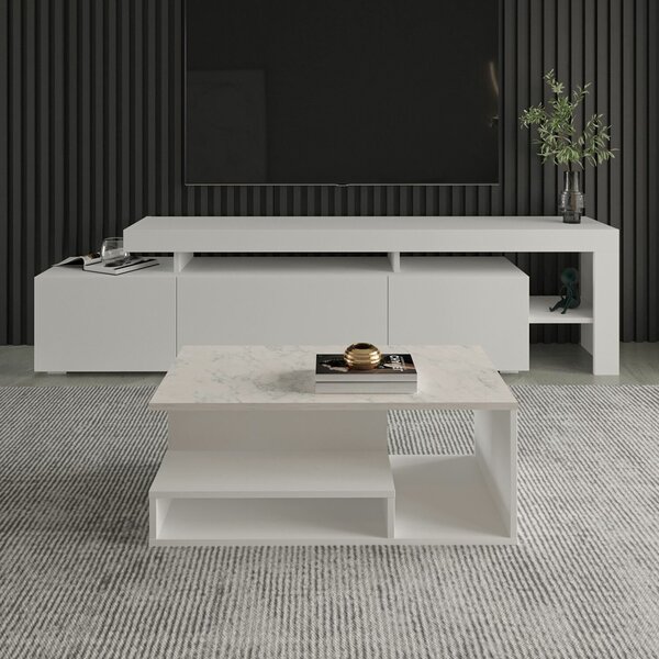 Hanah Home Vera Mini Dohányzóasztal, Fehér Márvány