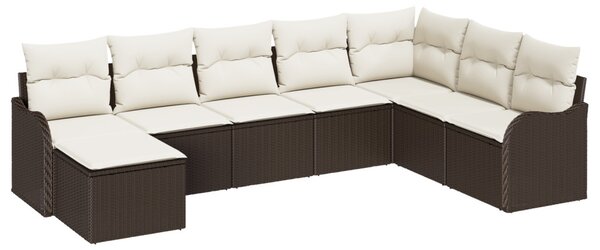 Kerti Kanapé Szett párnával 8 pcs Barna Poli rattan