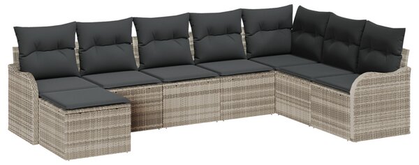 Kerti Kanapé Szett párnával 8 pcs Világosszürke Poli rattan