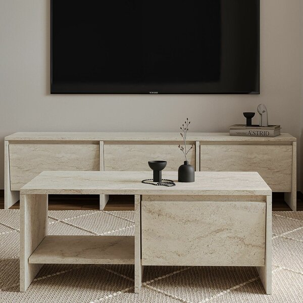 Hanah Home Coffee Table Travertine Laris - Travertine