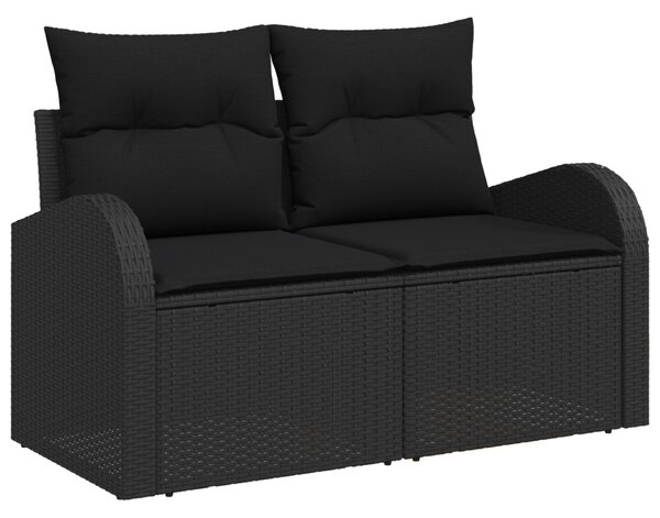 Kerti Kanapé Szett párnával tárolóval 7 pcs Fekete Poly Rattan