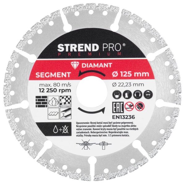 Korong Strend Pro Premium, Vacuum brazed, 125 mm, gyémánt, vágó, multi