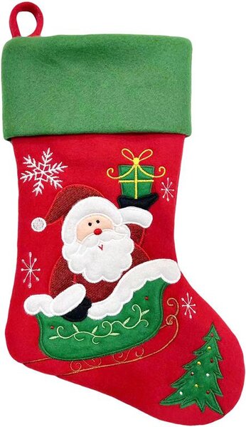 MagicHome karácsonyi dekoráció, Zokni Mikulással, 41 cm