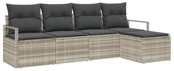 Kanapé Szett párnával 5 pcs Világosszürke polirattan
