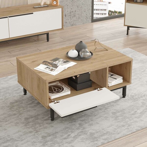 Hanah Home Dohányzóasztal Natúr fehér Boh2-Sw