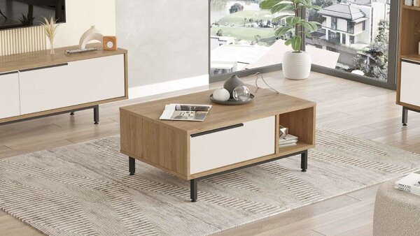 Hanah Home Dohányzóasztal Natúr fehér Boh2-Sw