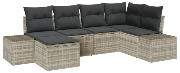 Kerti Kanapé Szett párnával 6 pcs Világosszürke polirattan