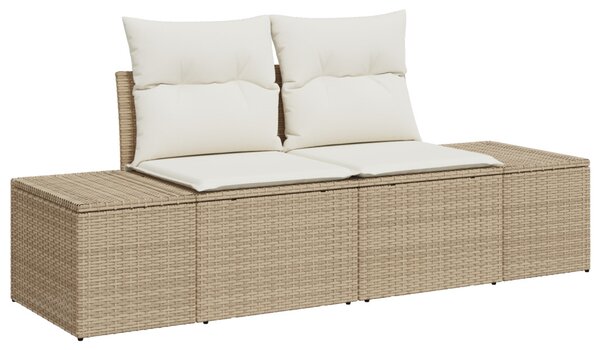 Kerti Kanapé Szett tárolóval 4 pcs Beige és krém polirattan