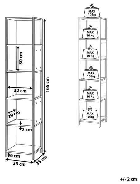 Ötszintes polcos elem BOGOTA 165 cm Fehér