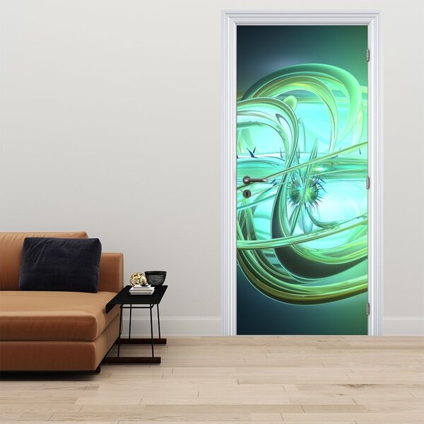 Fotótapéta ajtóra - Zöld absztrakció (95x205cm)