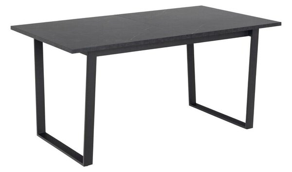Asztal Oakland 913, Fekete márvány, Fekete, 75x90x160cm, Hosszabbíthatóság, Közepes sűrűségű farostlemez, Fém