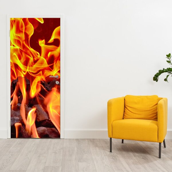 Fotótapéta ajtóra - Égő szén (95x205cm)