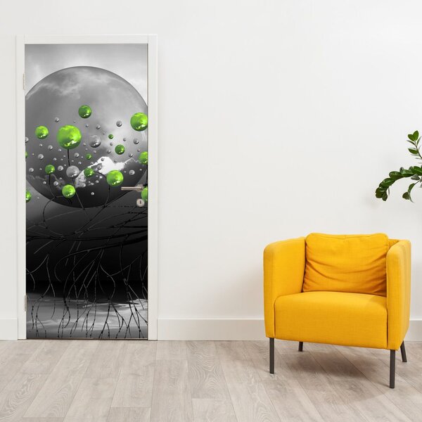 Fotótapéta ajtóra - Zöld absztrakt gömbök (95x205cm)