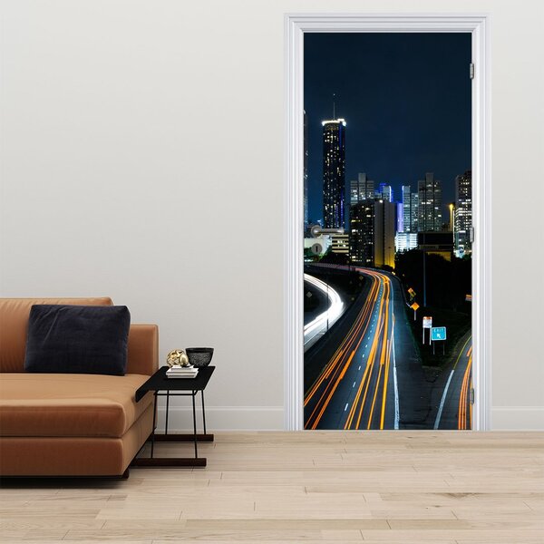 Fotótapéta ajtóra - Éjszakai metropolisz (95x205cm)