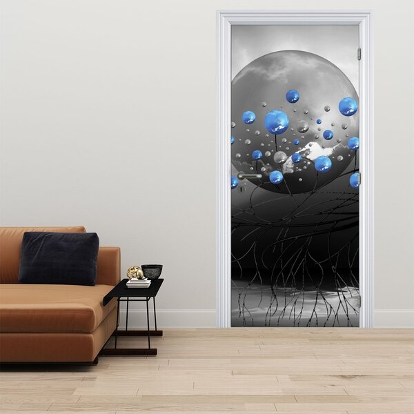 Fotótapéta ajtóra - Kék absztrakt gömbök (95x205cm)