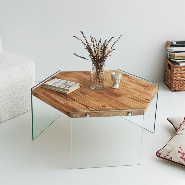 Hanah Home Coffee Table Oak Hexagon S304