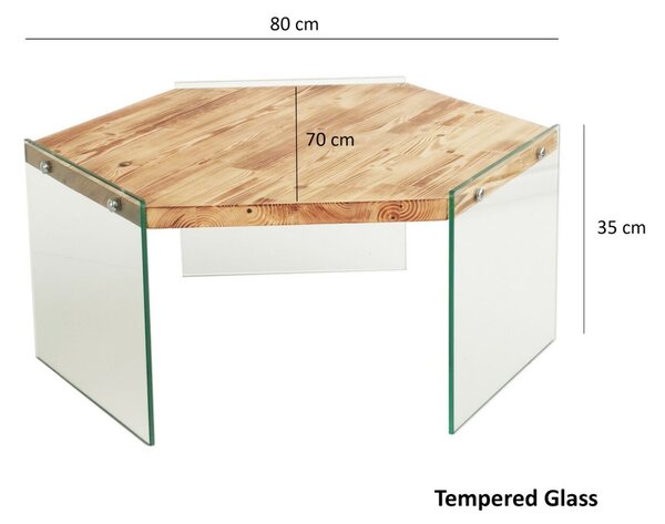 Hanah Home Coffee Table Oak Hexagon S304