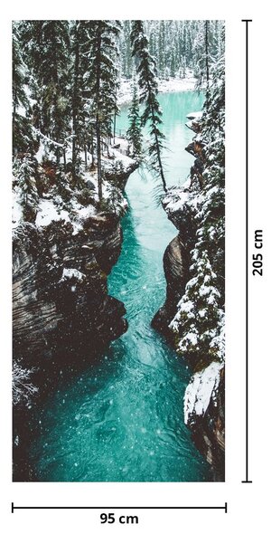 Fotótapéta ajtóra - Hegyi folyó télen (95x205cm)