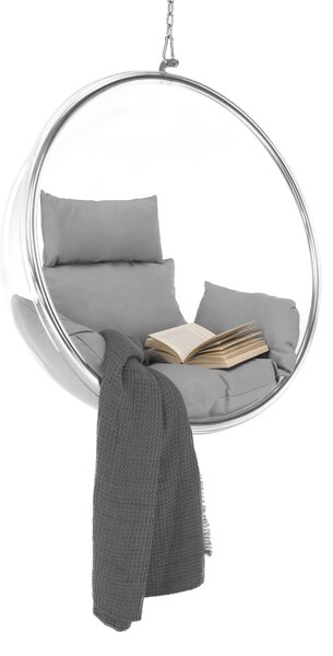 KONDELA Függő fotel, átlátszó/ezüst/szürke, BUBBLE NEW TYP 1