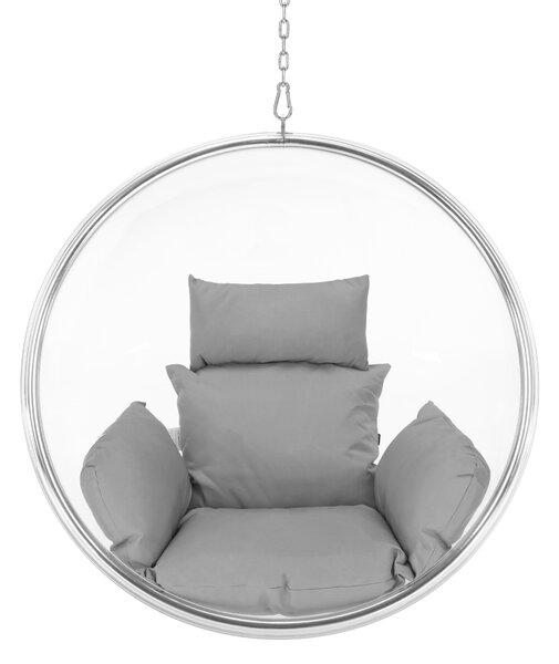 KONDELA Függő fotel, átlátszó/ezüst/szürke, BUBBLE NEW TYP 1