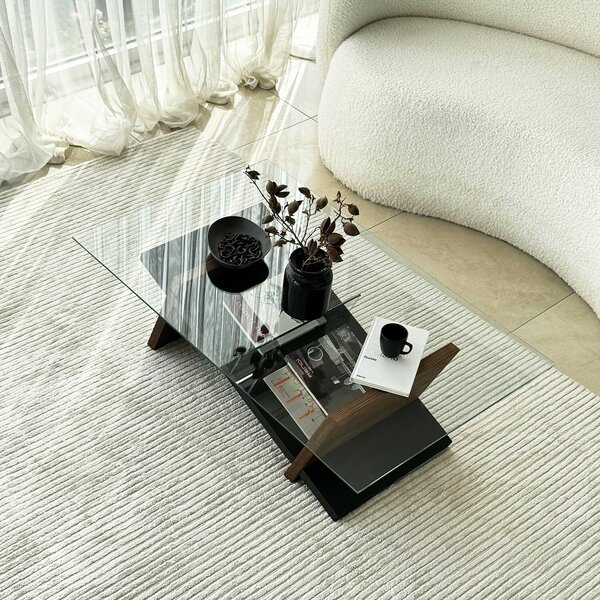 Hanah Home dohányzóasztal fekete, gesztenye Livello - Fekete, Gesztenye