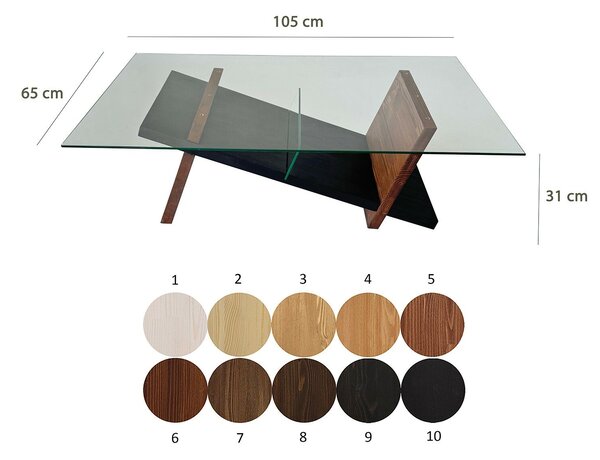 Hanah Home dohányzóasztal fekete, gesztenye Livello - Fekete, Gesztenye